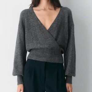 NWT Aritzia Wilfred SoftSpoke Dear Sweater in Heather Charcoal Grey